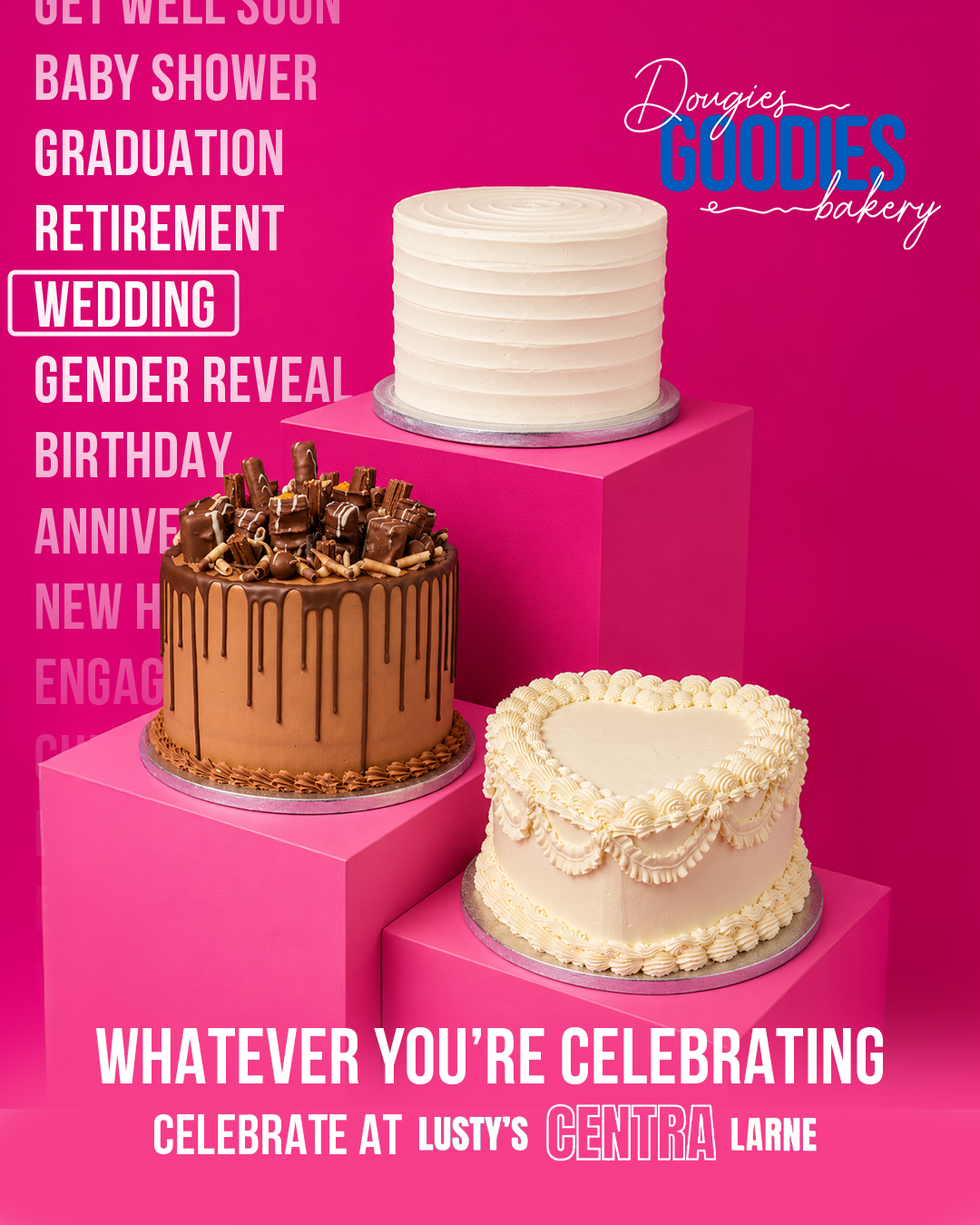 Dougies Goodies Facebook ad: Cake For Any Occasion
