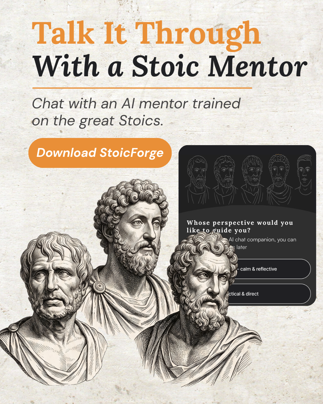 Stoic Forge Facebook ad: Forge your character daily