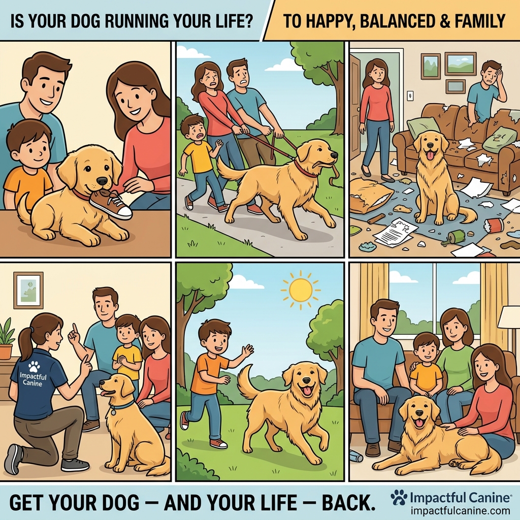 Impactful Canine Training Facebook ad: Get Your Dog, And Your Life, Back.