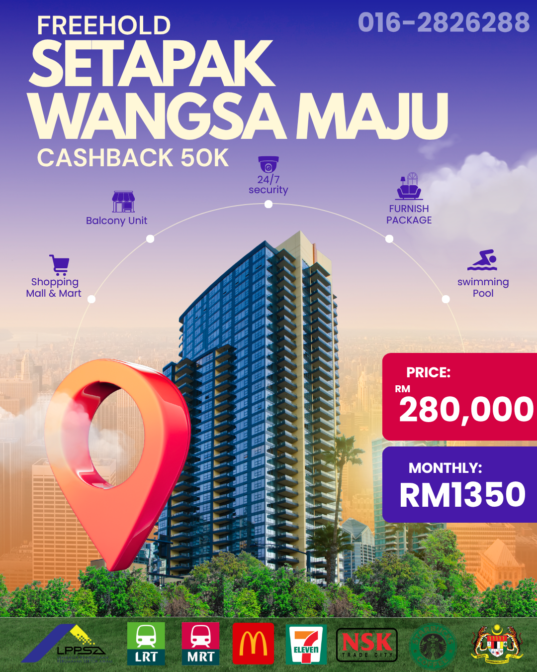 KL Freehold Premier Property Facebook ad: RM1200 FREEHOLD
