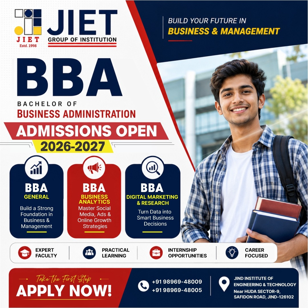 Jind Institute of Engineering & Technology, Estd. 1998 Facebook ad: Start your journey toward a successful career with…