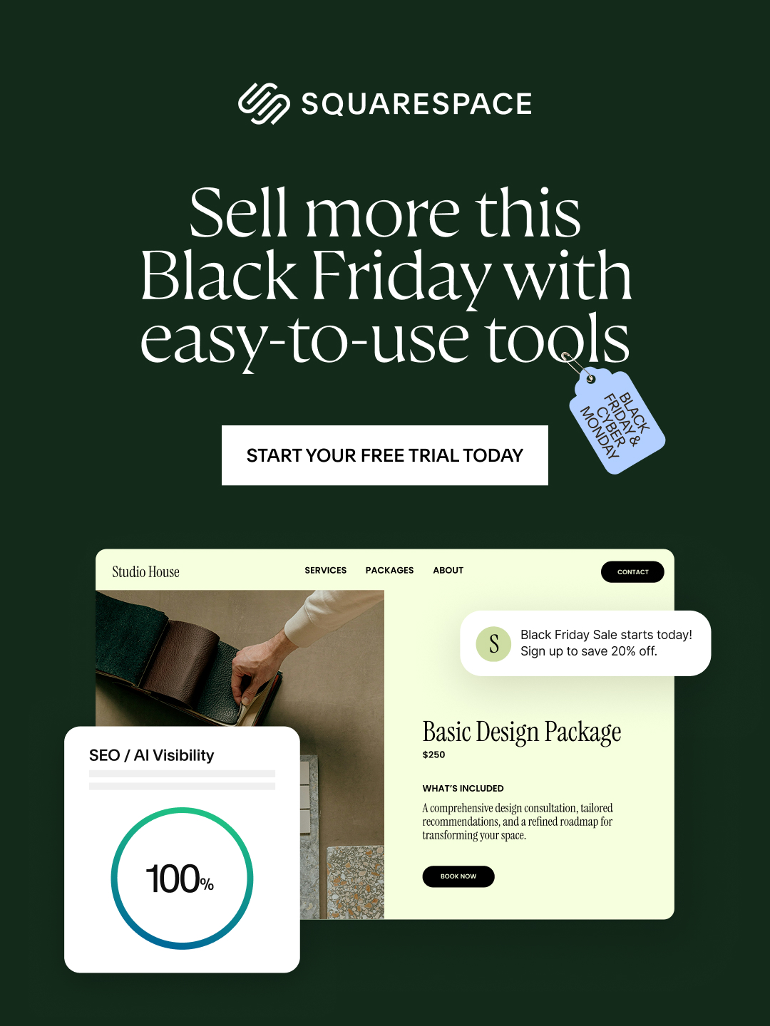 Squarespace Facebook ad: Get ready for peak selling season
