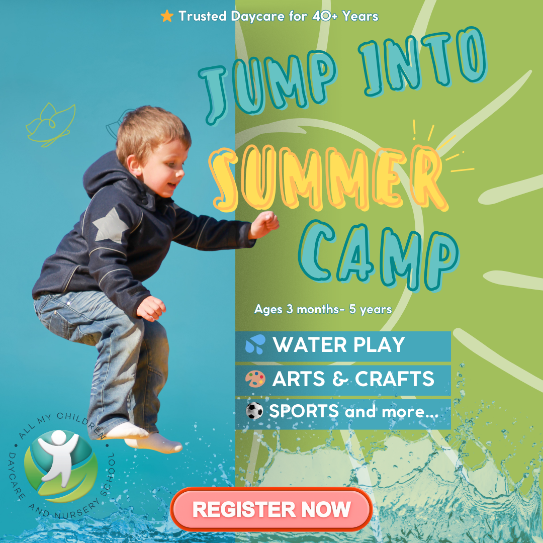 All My Children Daycare and Nursery Schools Facebook ad: Jump into a summer full of smiles!