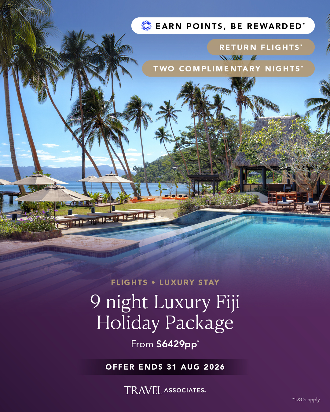 Travel Associates Facebook ad from Aug 13, 2026