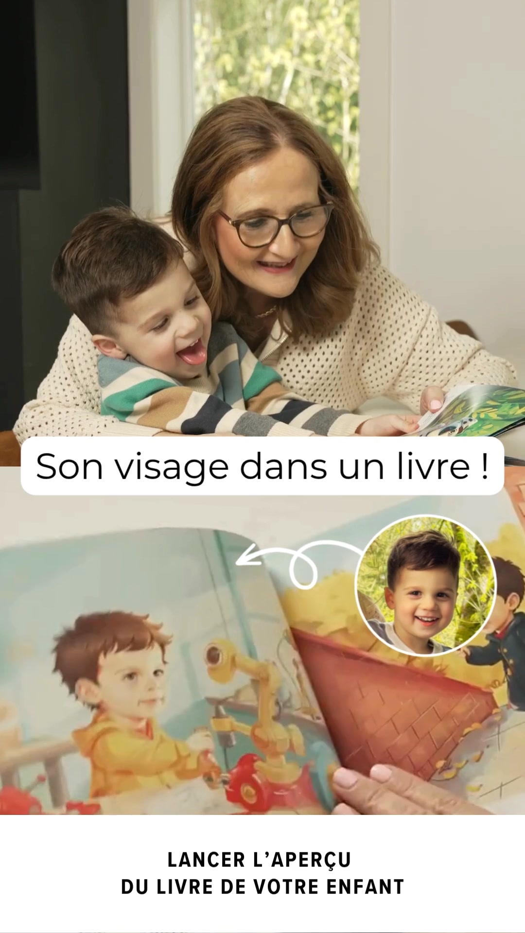 Imagitime Facebook ad: Faites de votre enfant le héros de son propre livre…