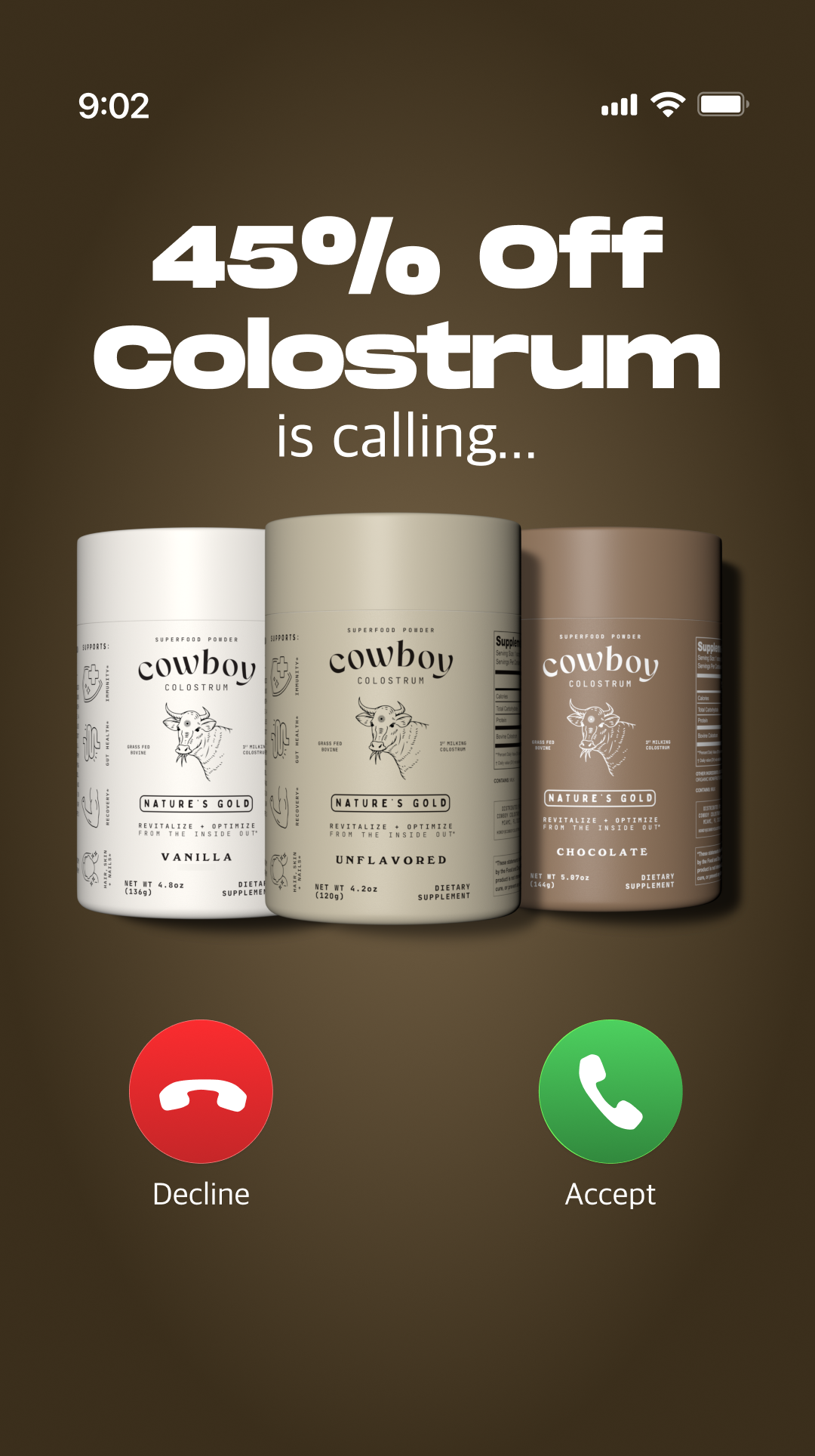 Cowboy Colostrum Facebook ad