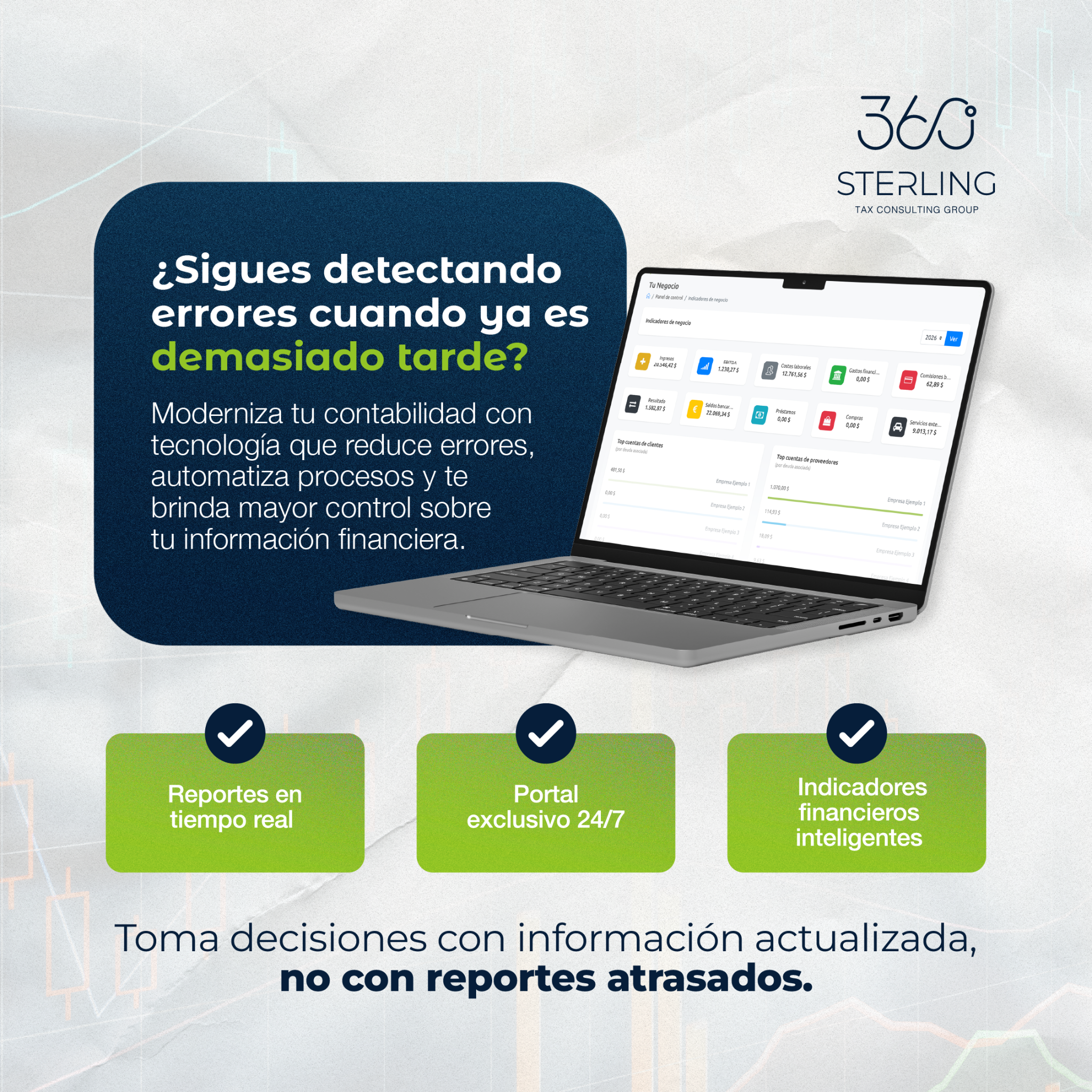 360 Sterling Tax Consulting Group Facebook ad: Moderniza tu contabilidad