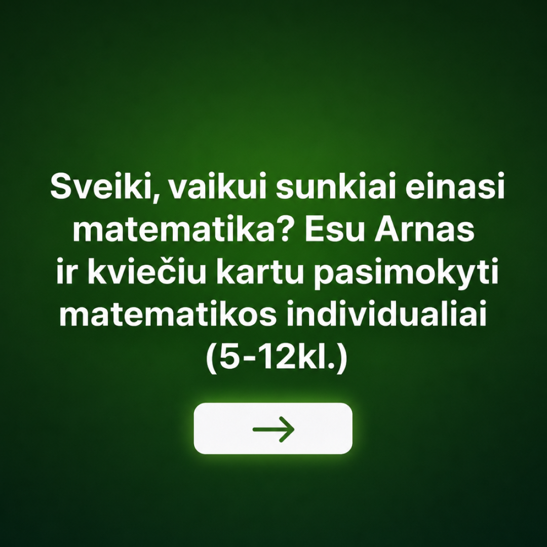 Matematikos korepetitorius Arnas Facebook ad: Išankstinė registracija