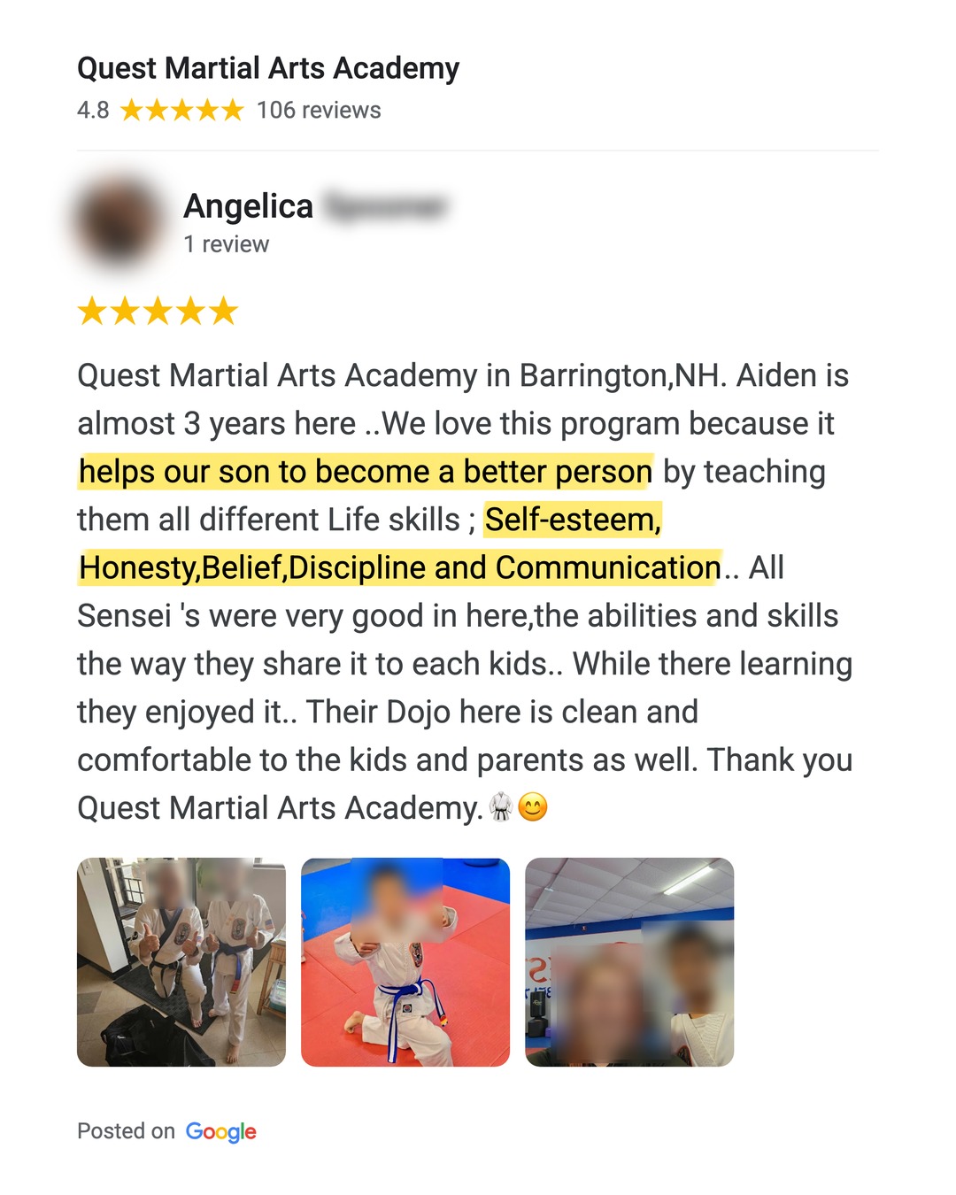Quest Martial Arts Academy, LLC Facebook ad