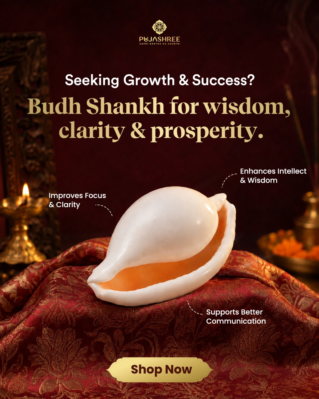 Pujashree Facebook ad: Authentic Vedic Shankhs for Your Pooja