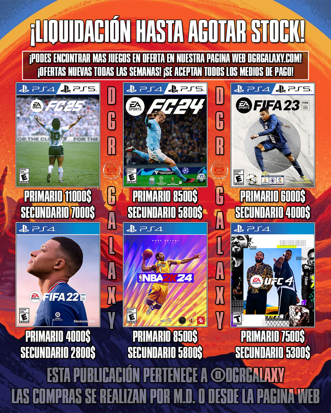 DGR Galaxy Facebook ad: ¡APROVECHA ESTA LIQUIDACIÓN EN JUEGOS DIGITALES A PRECIO…
