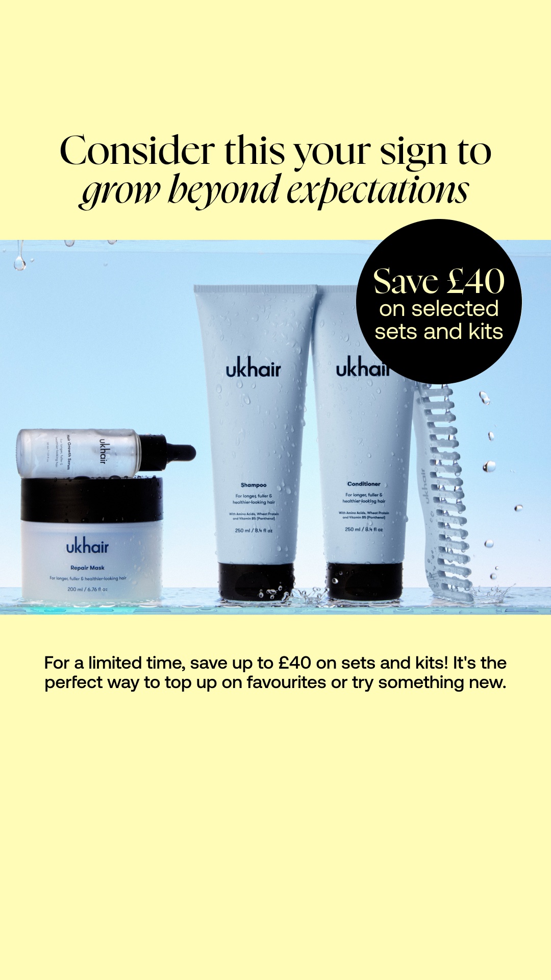 Uklash Facebook ad: Save £40 on Selected Sets & Kits.