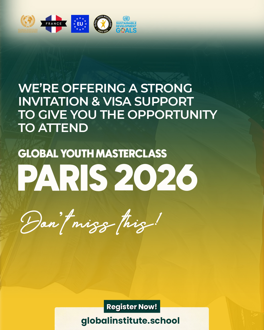 Global Institute / School of Leadership and Policy Facebook ad: Opportunity in France