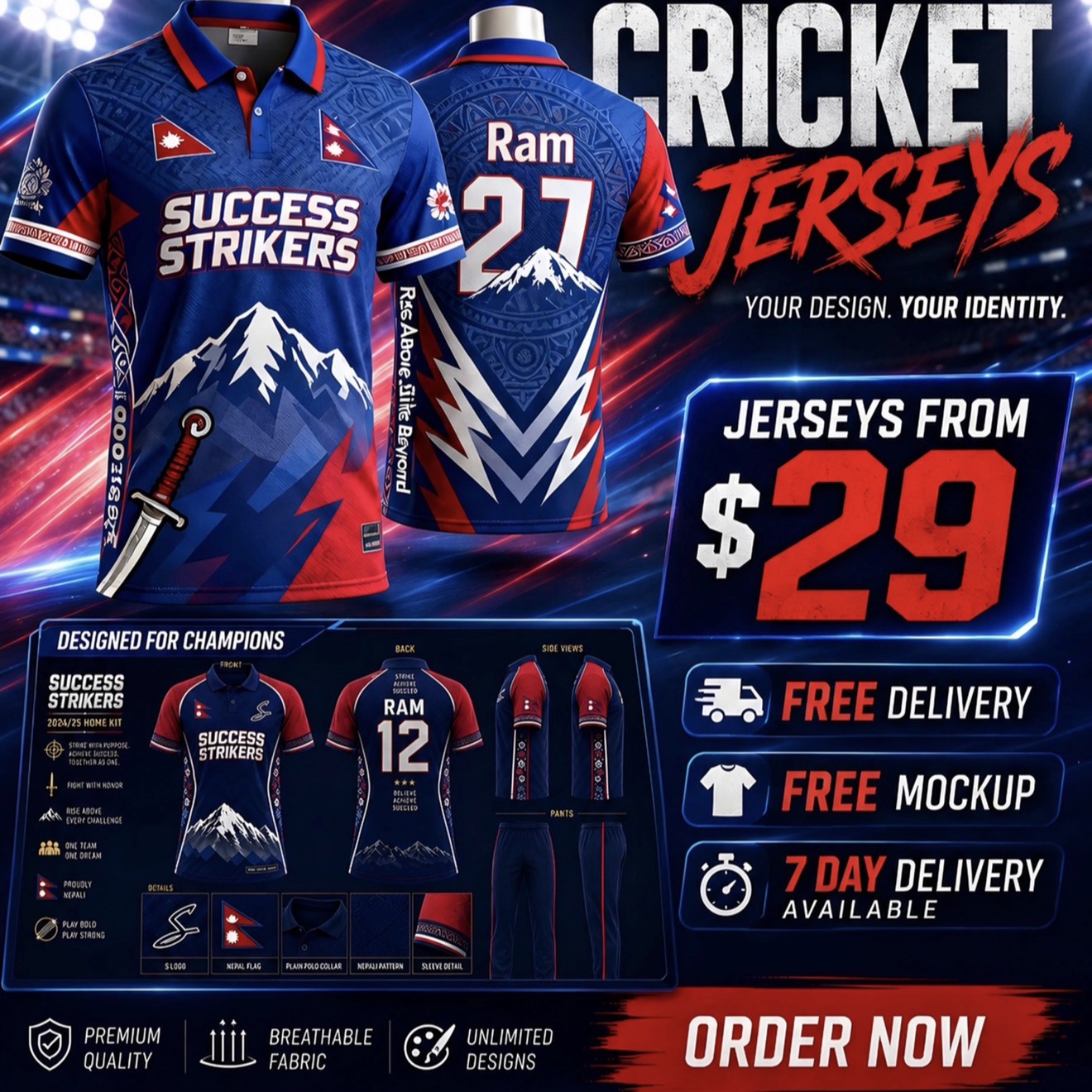 Scorcher Sports Facebook ad: Custom Teamwear Made for Your Club from $29