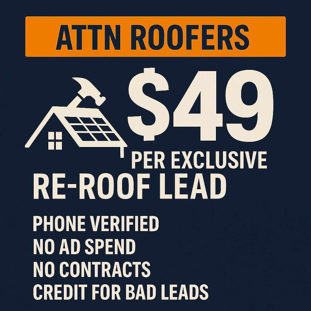 Home Service Leads Facebook ad: Unlimited Roofing Leads, $49