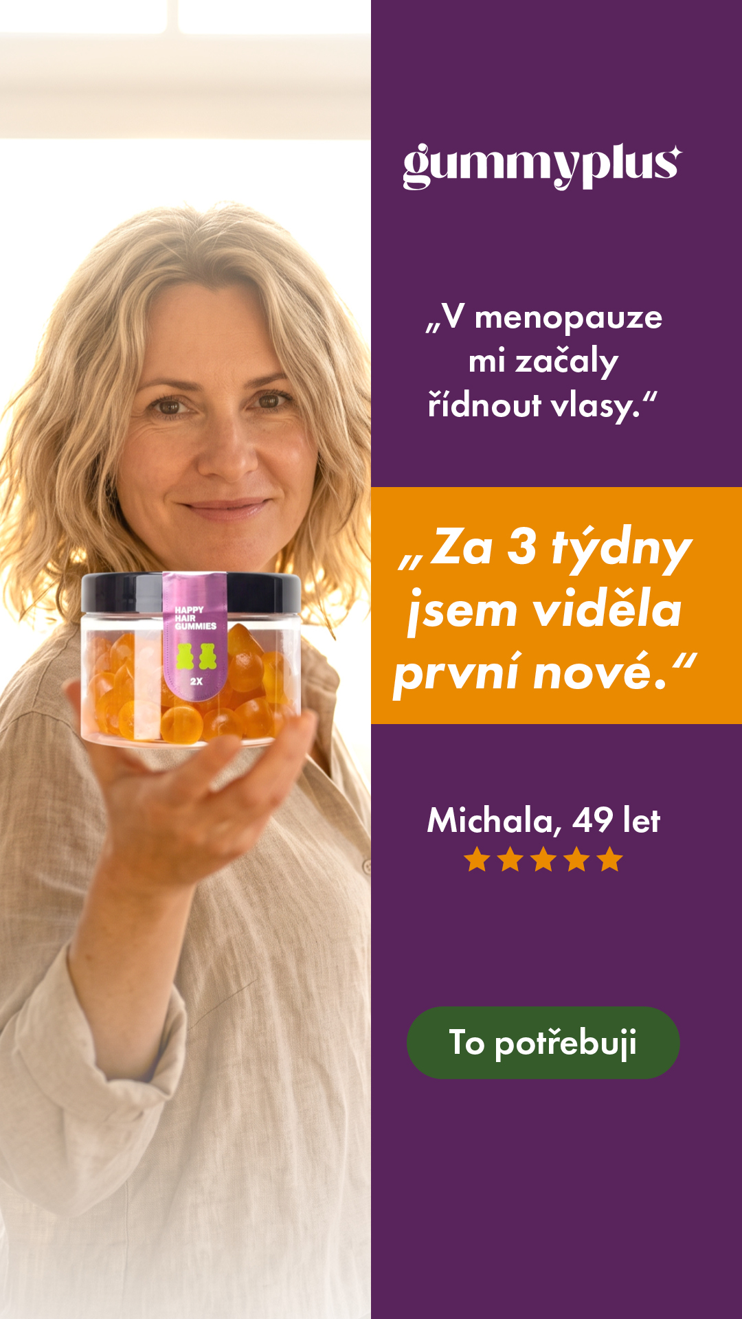 GUMMYPLUS.cz Facebook ad from Aug 3, 2026