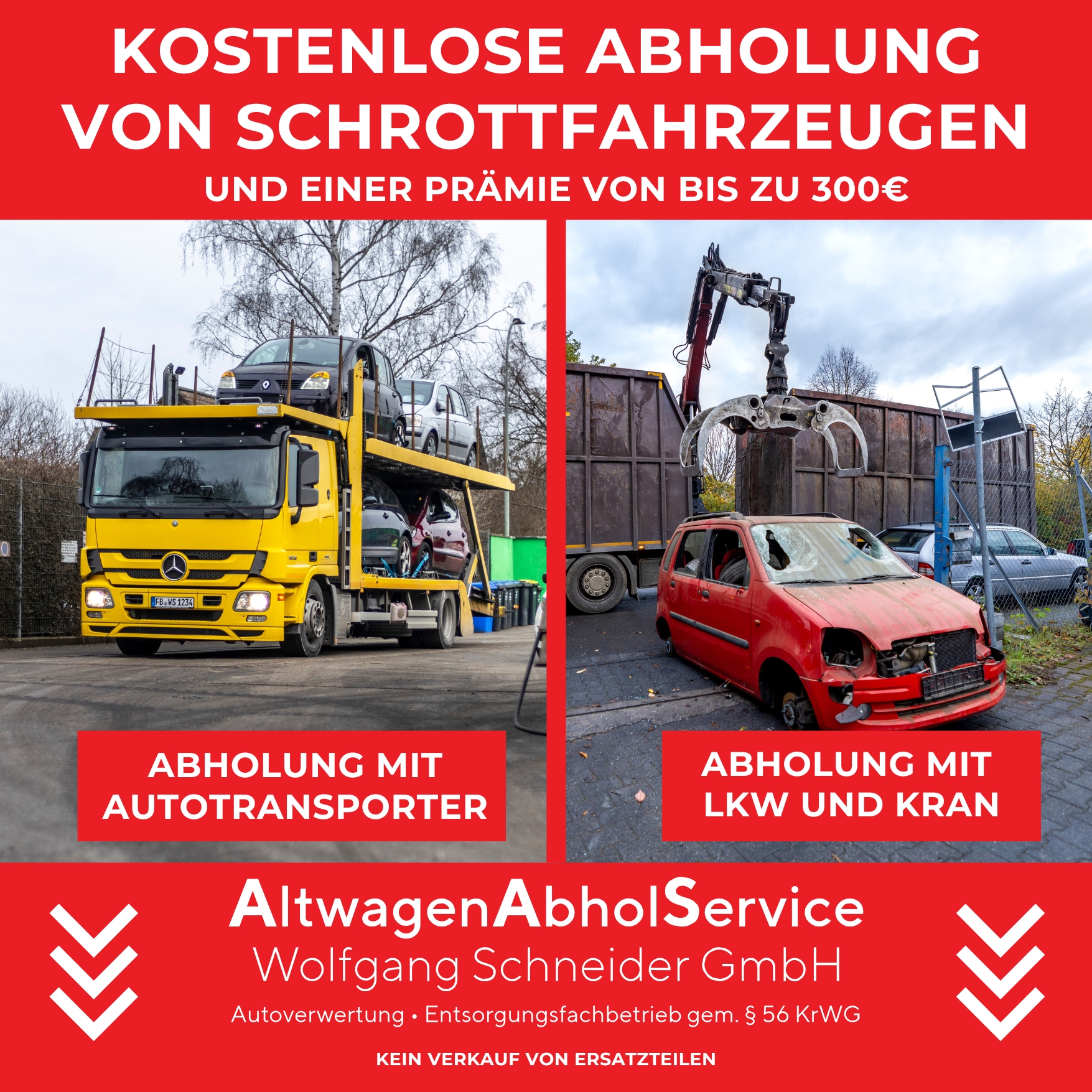 Altwagenabholservice Wolfgang Schneider GmbH Facebook ad from May 29, 2026