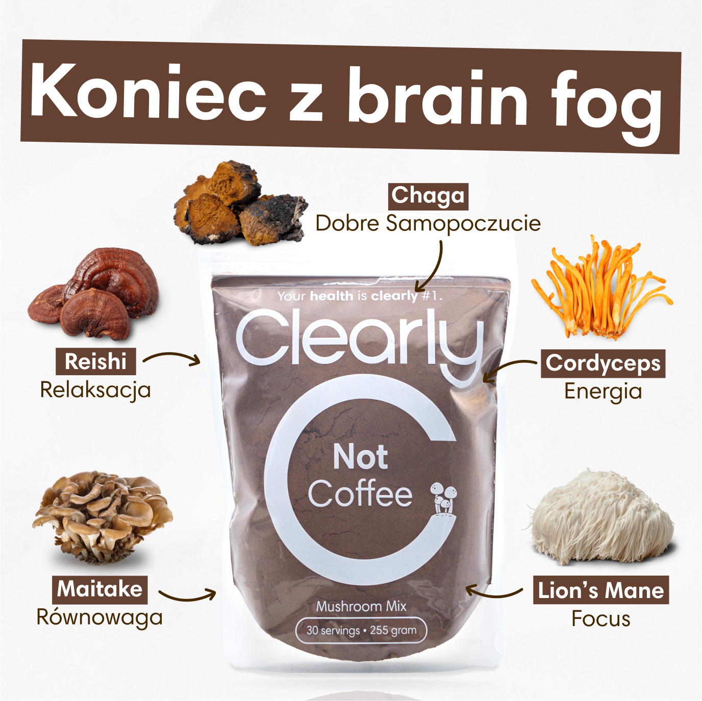 Grzybowa Kawa Facebook ad: Testuj bez ryzyka przez 30 dni Clearly Not Coffee, Energia…