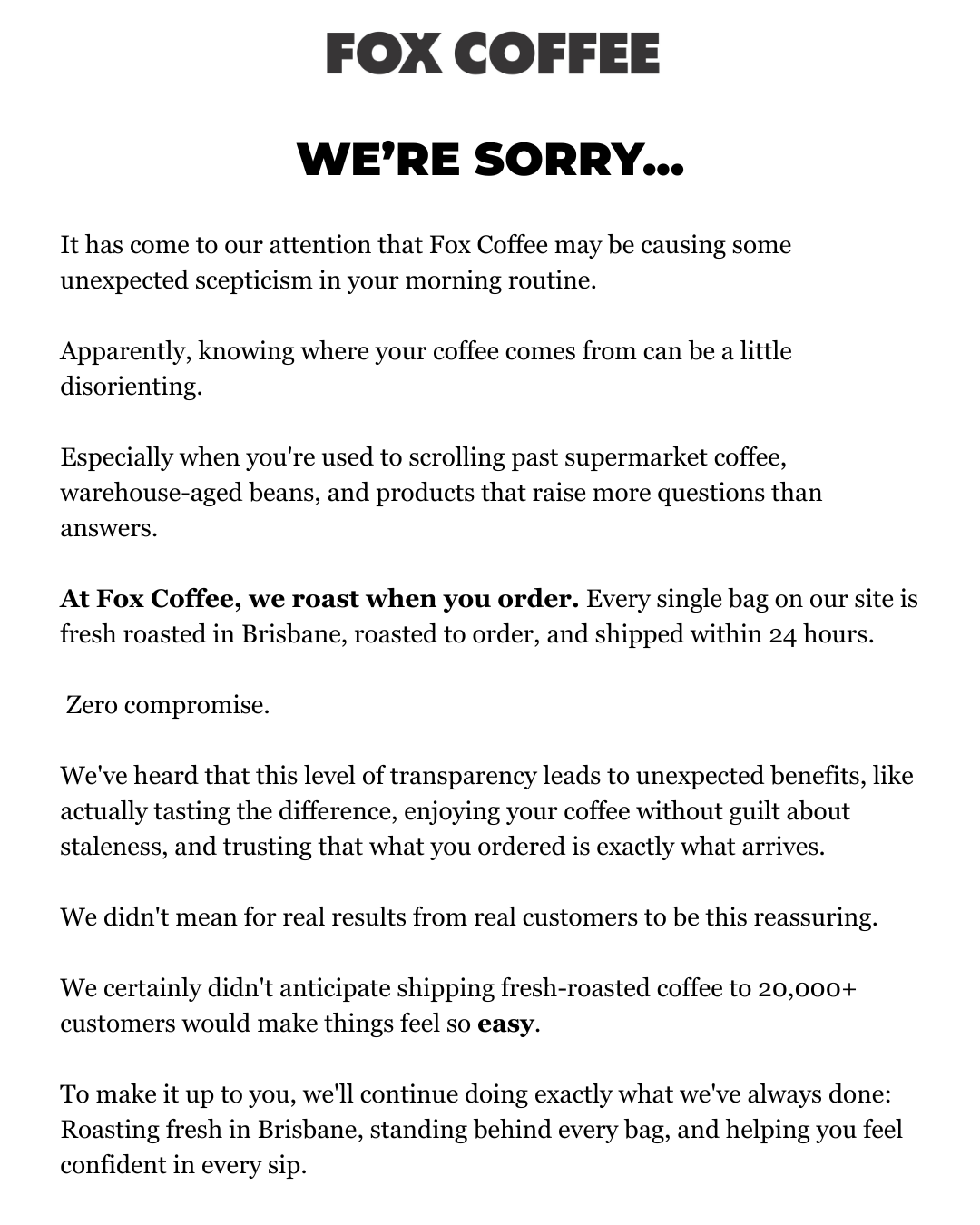 Fox Coffee Facebook ad