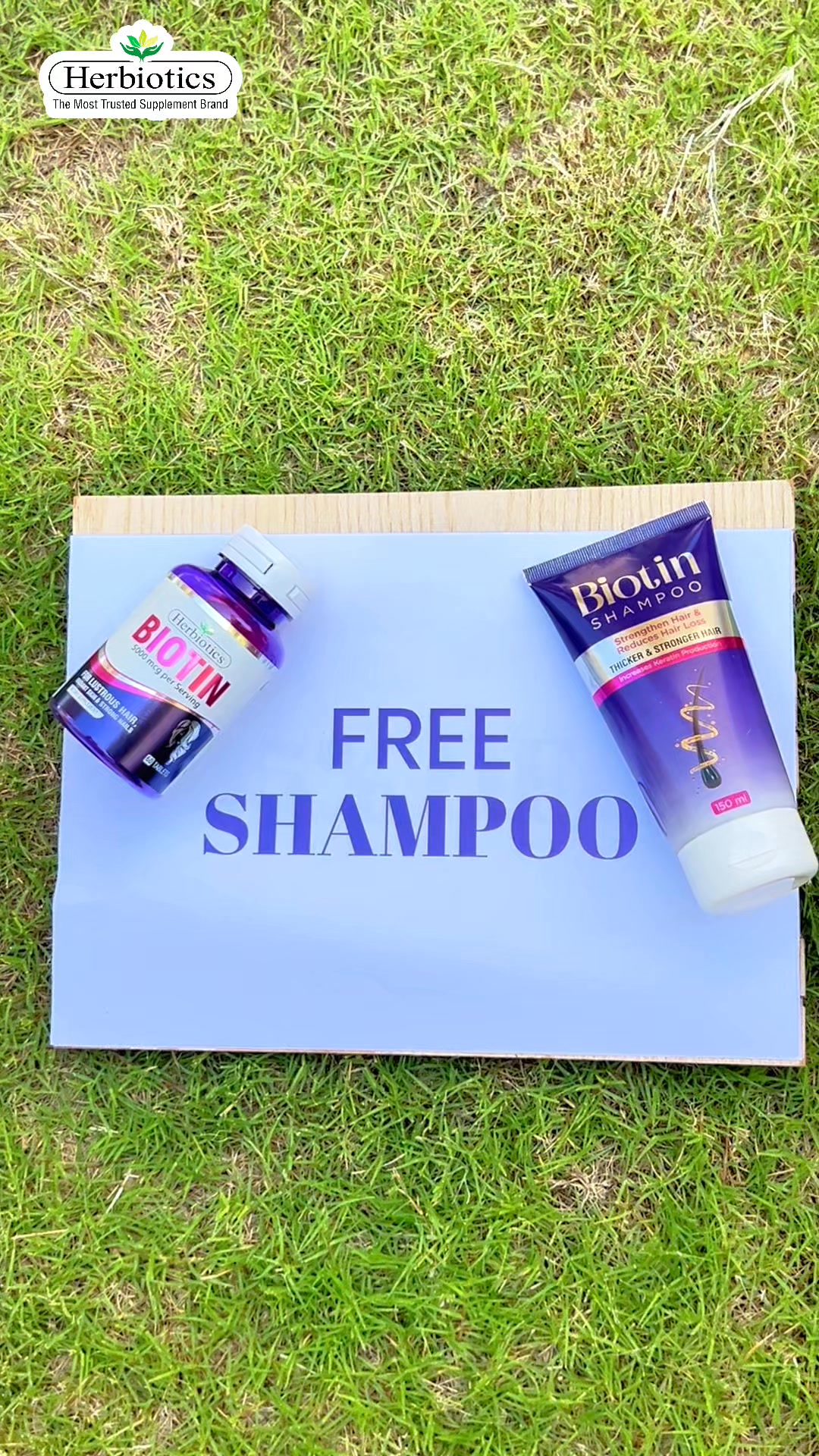 Herbiotics Health Care Facebook ad: Get Free Biotin Shampoo with Biotin Tablets!
