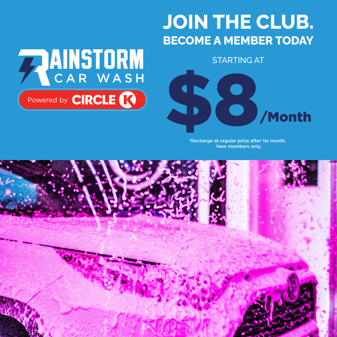 Rainstorm Car Wash Facebook ad: Enjoy Unlimited Car Washes