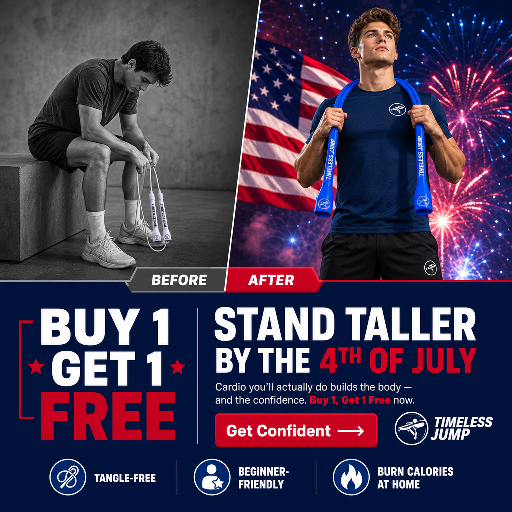 Timeless Jump Facebook ad: 4th of July Sale, Buy 1 Get 1 FREE