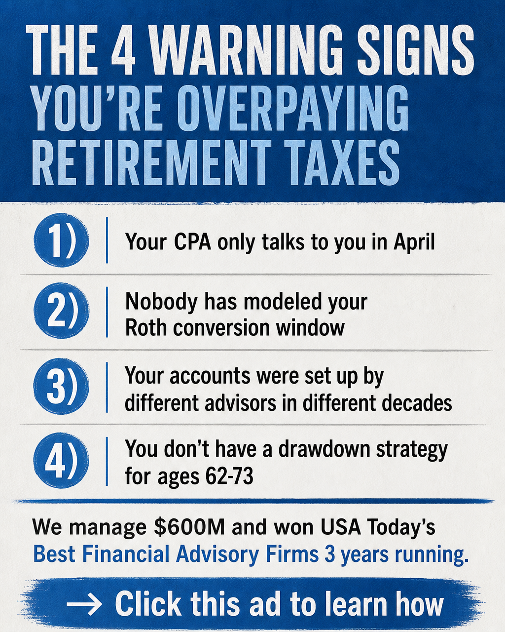 SGH Wealth Management Facebook ad: Stop Tipping the IRS Six Figures