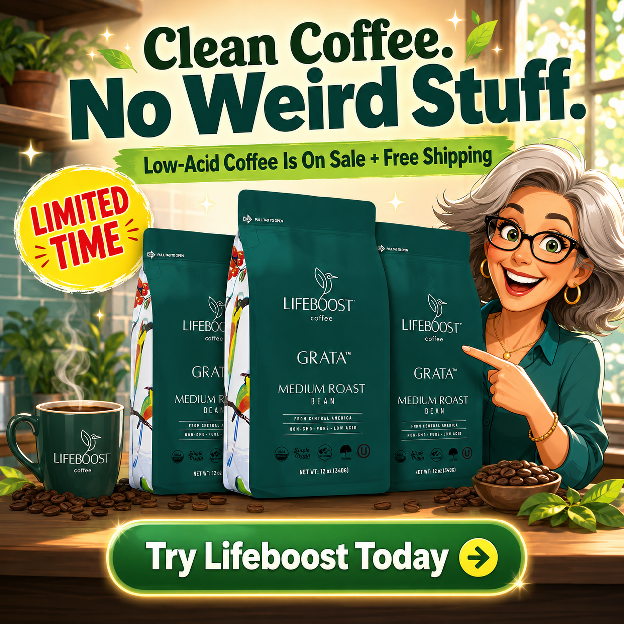 Lifeboost Coffee Facebook ad