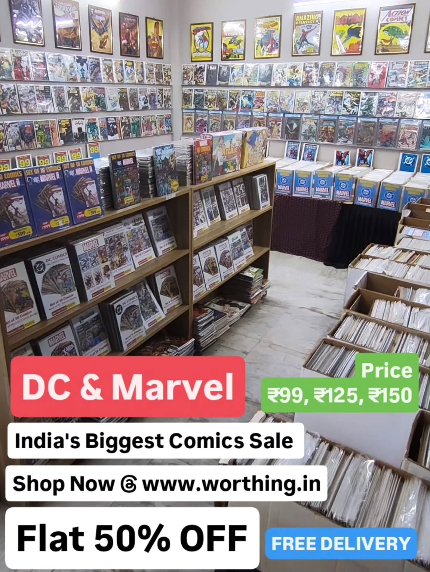 Worthing Comics Facebook ad: Shop Now at www.worthing.in