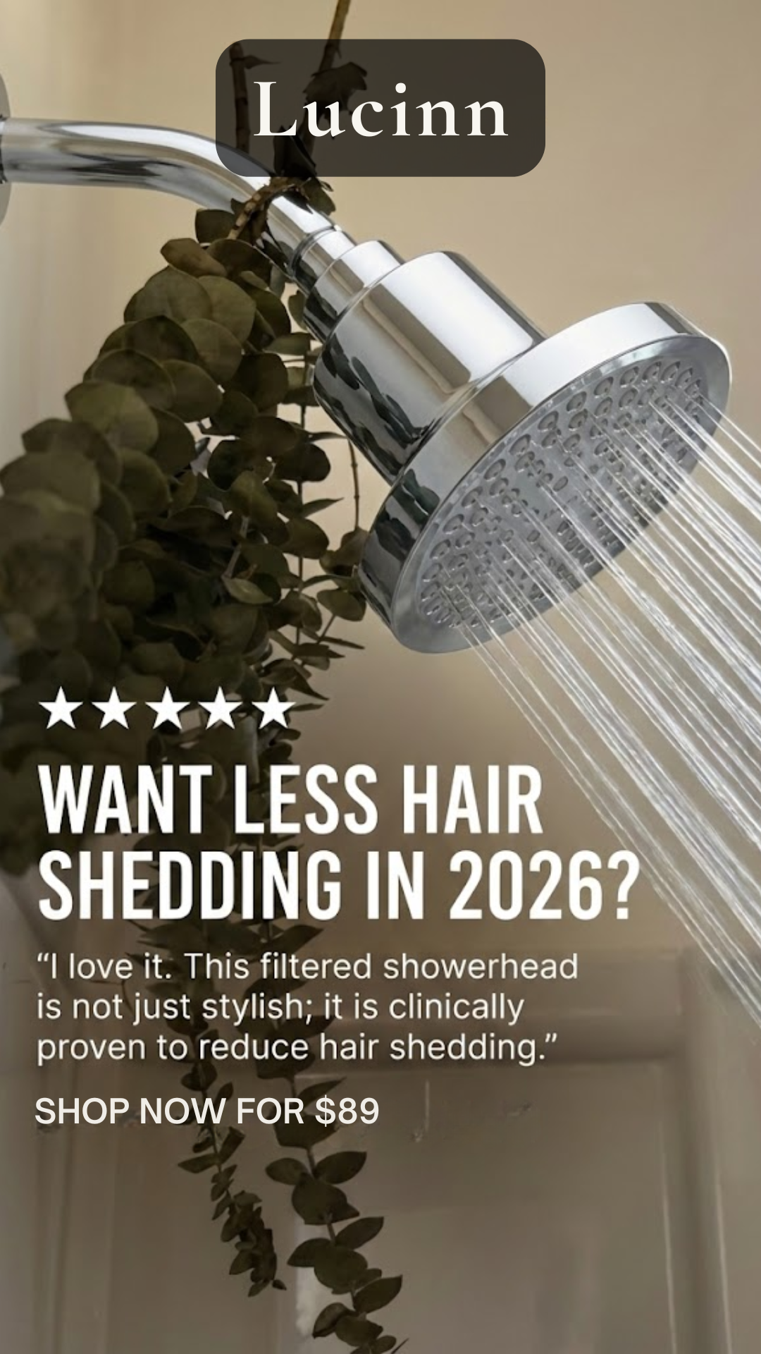 Lucinn Filtered Showerhead Facebook ad