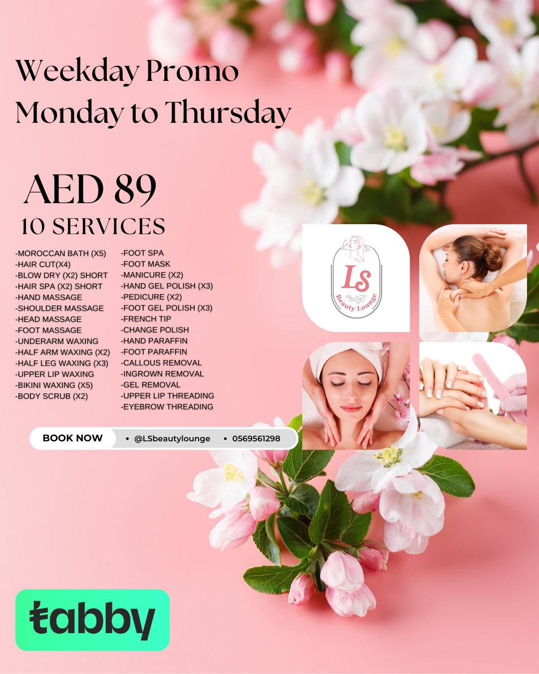 LS Beauty Lounge Facebook ad: Weekday Treats Just Got Better!