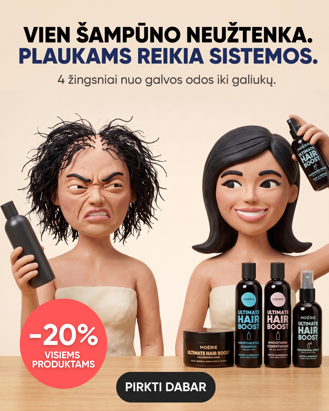 Moérie Beauty Facebook ad: -20% Visiems Produktams