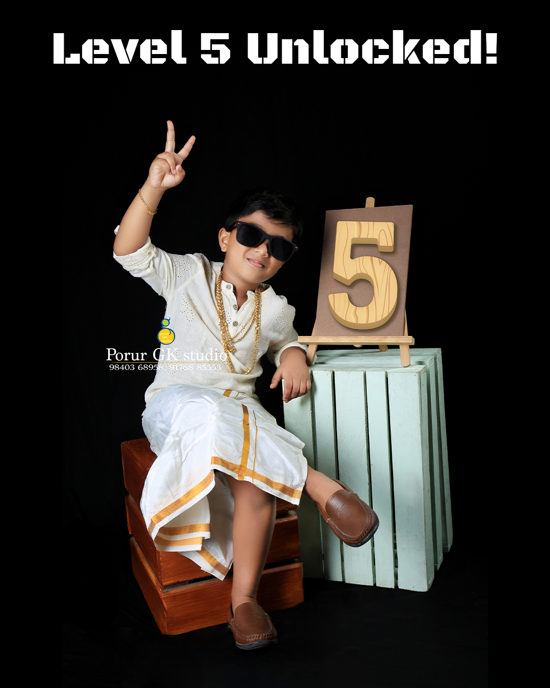 Indoorporurgkstudio Facebook ad: Little boss turning 5 with full mass attitude