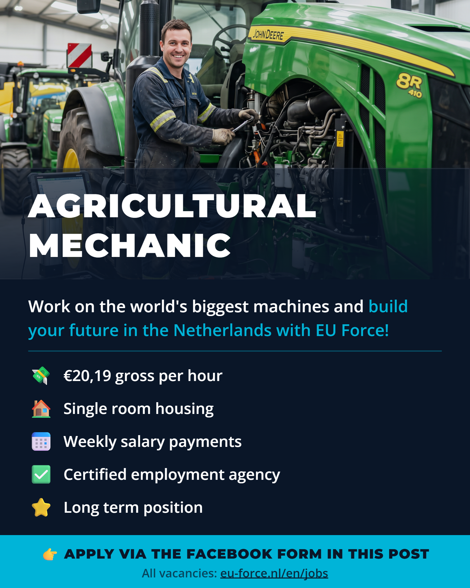EU Force Facebook ad: Vacancy Agricultural mechanic | Netherlands