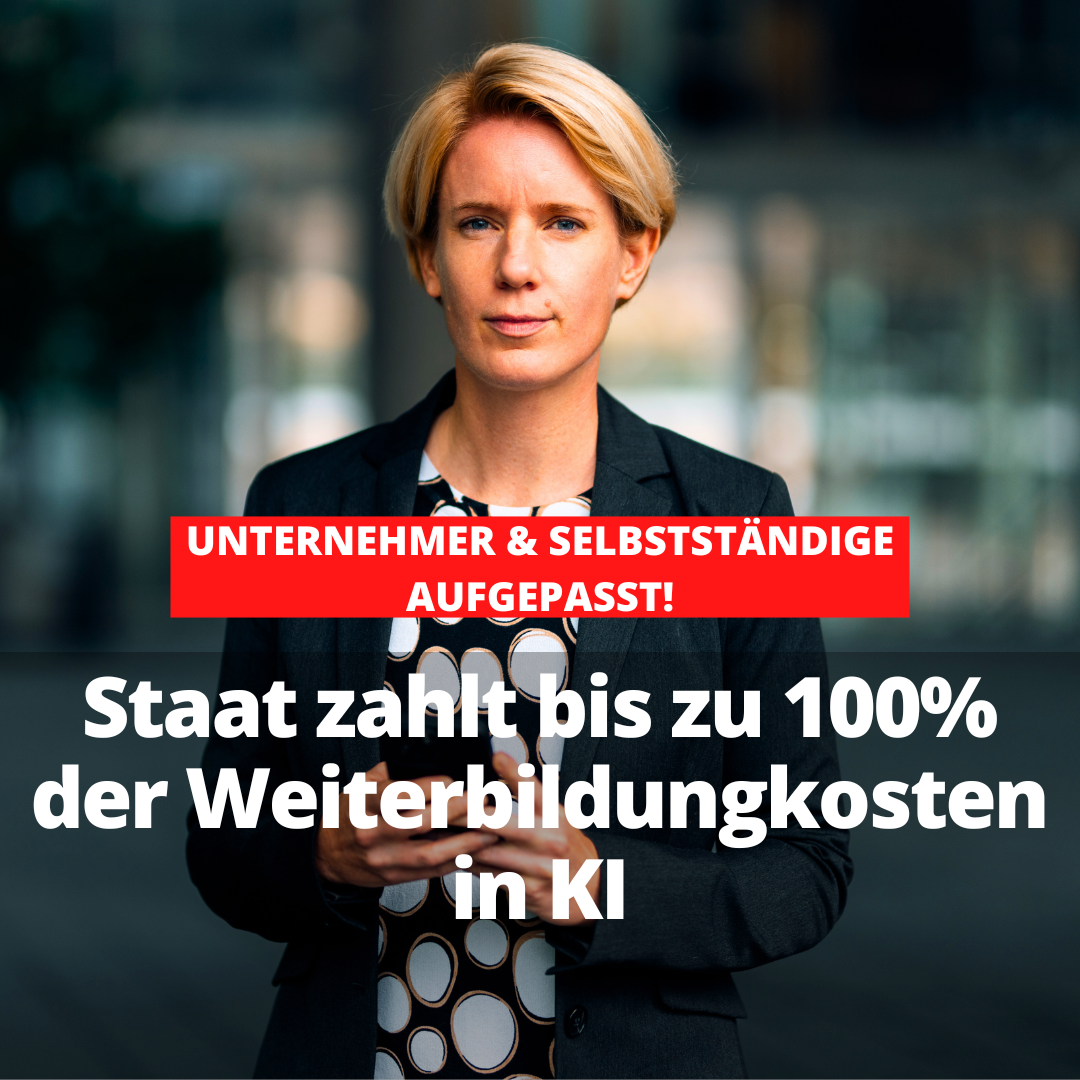 Sandra Völzke Facebook ad: Bis zu 100% staatliche Förderungen für KI-Weiterbildungen