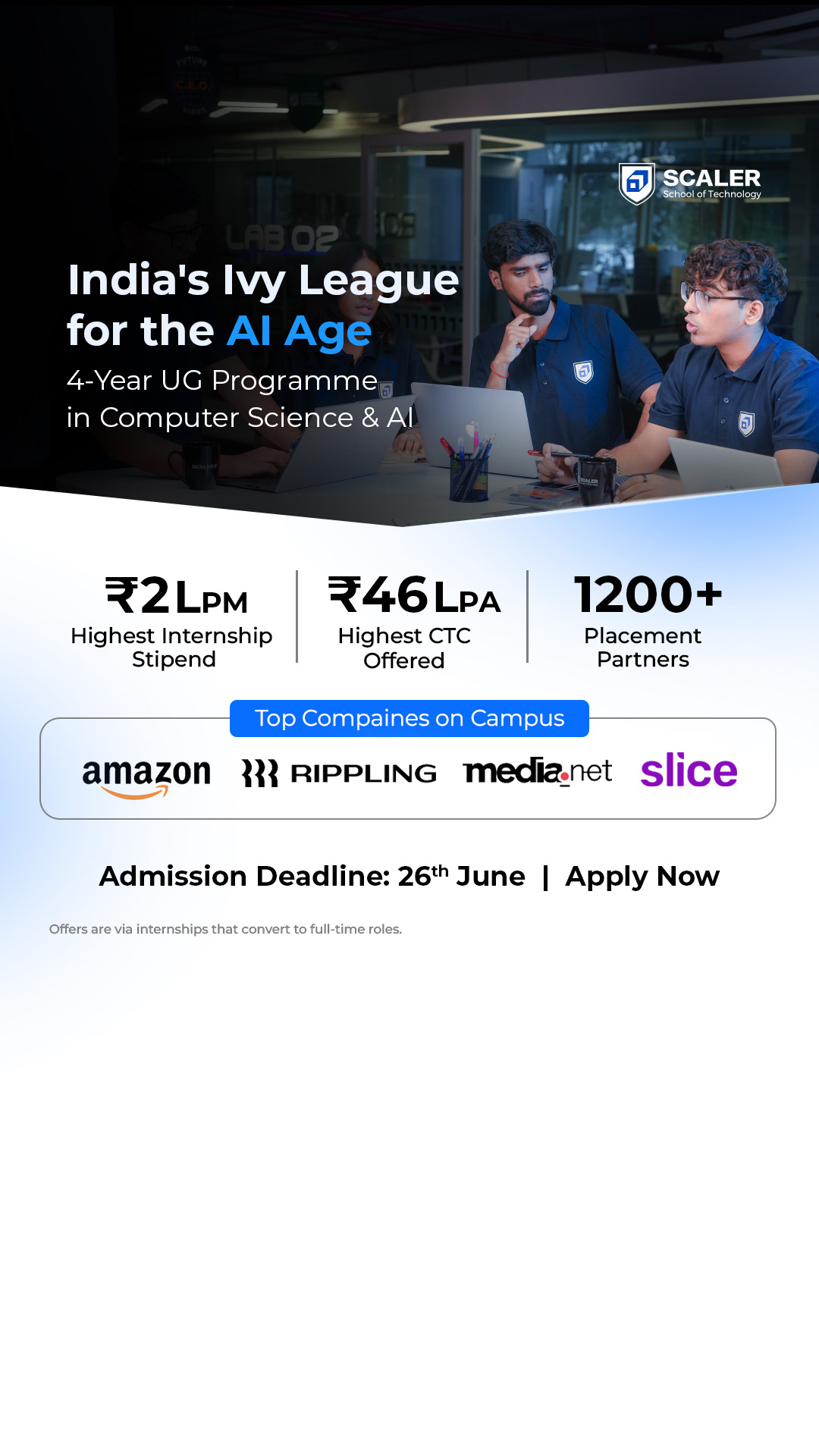 Scaler School of Technology Facebook ad