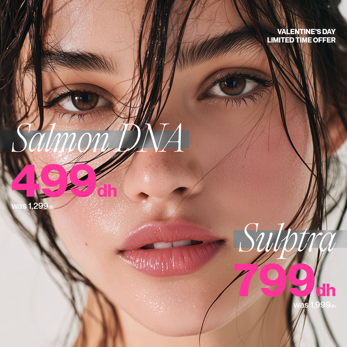 DermaTech Polyclinic Facebook ad: Salmon DNA & Sculptra - From AED 499
