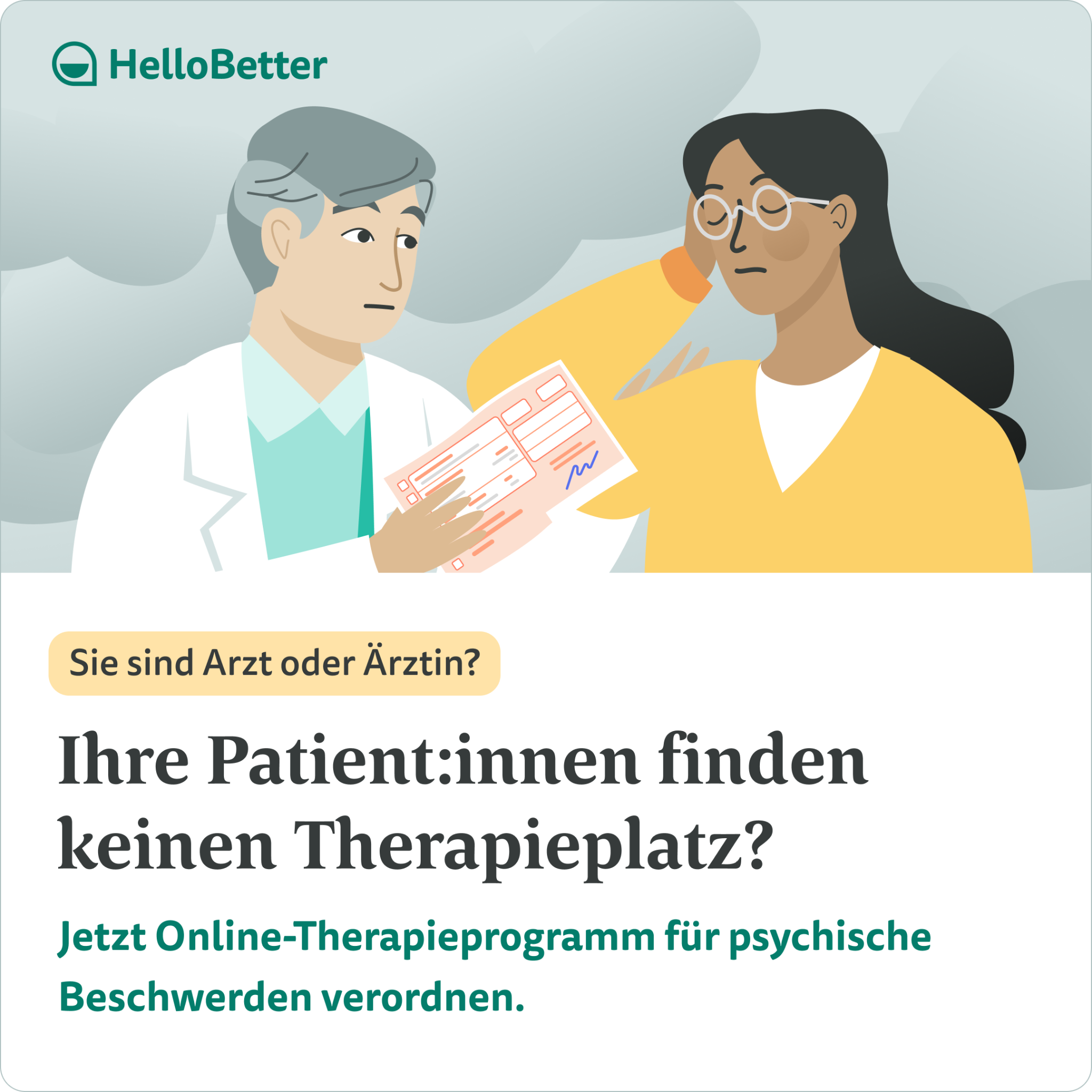 HelloBetter Facebook ad: Für Ärzte: HelloBetter DiGA, Praxisalltag entlasten mit…
