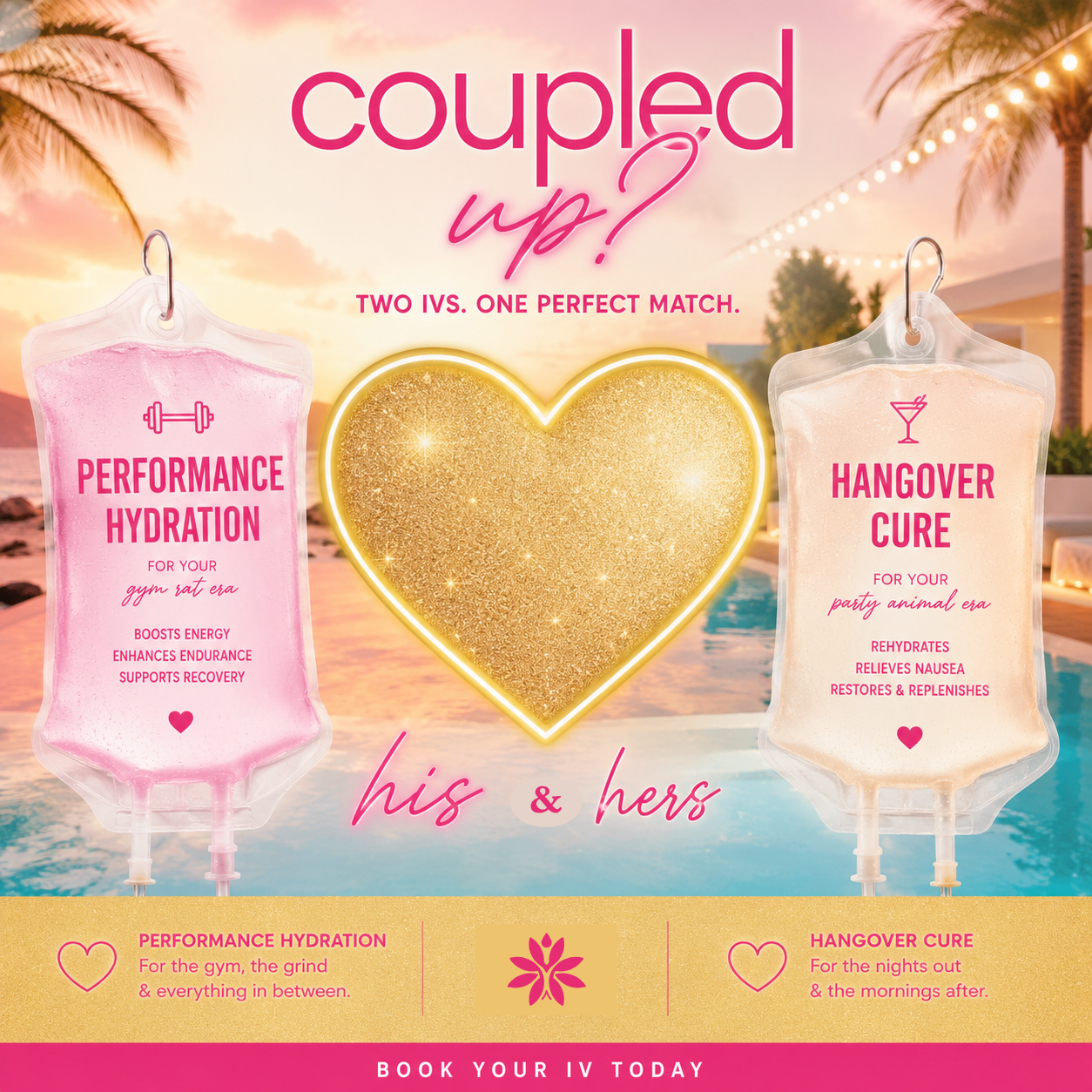 Sage Health & Wellness Center Facebook ad: HIS & HERS IV PACKAGE