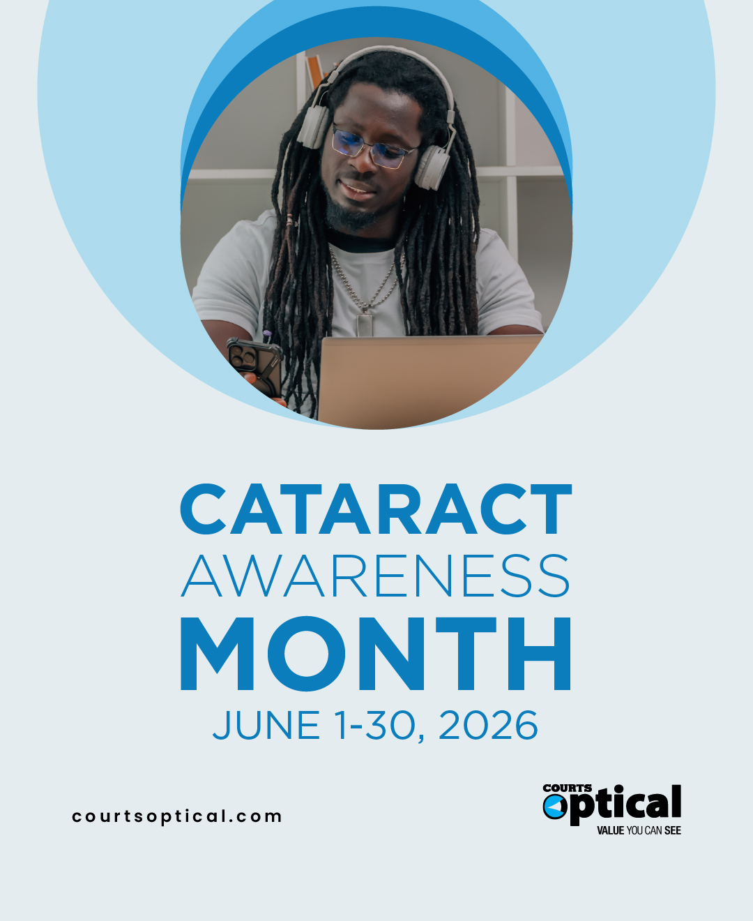 Courts Optical Belize Facebook ad: Eye care isn't something to put off for…