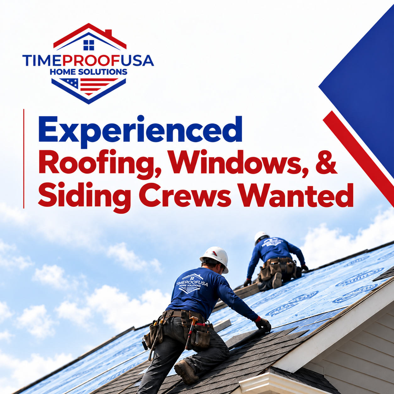 Timeproofusa Facebook ad: Roofing, Windows & Siding Subcontractors