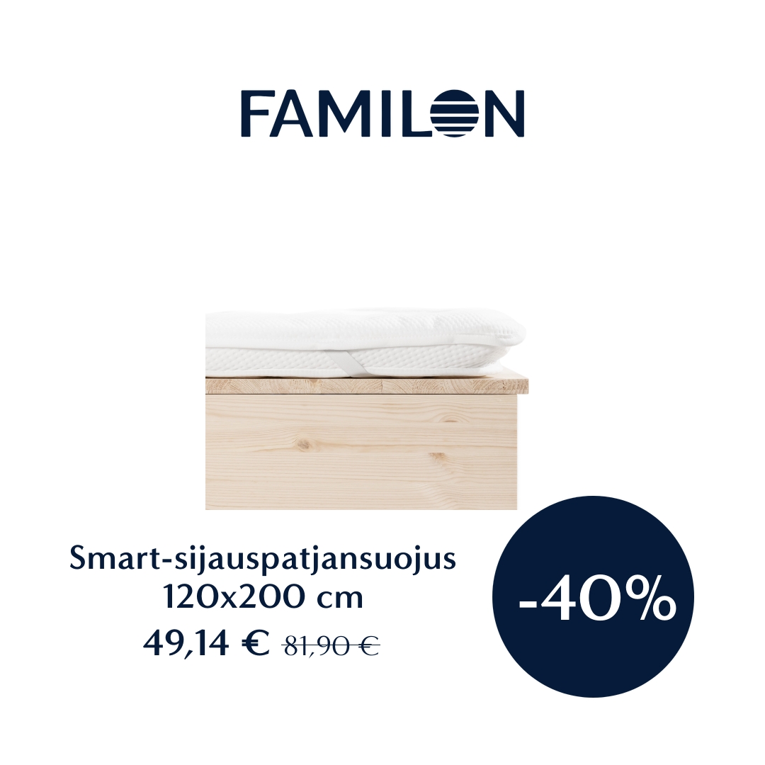 Familon Facebook ad: Tyynyt, peitot ja sängyt, kaikki parempaan uneen.