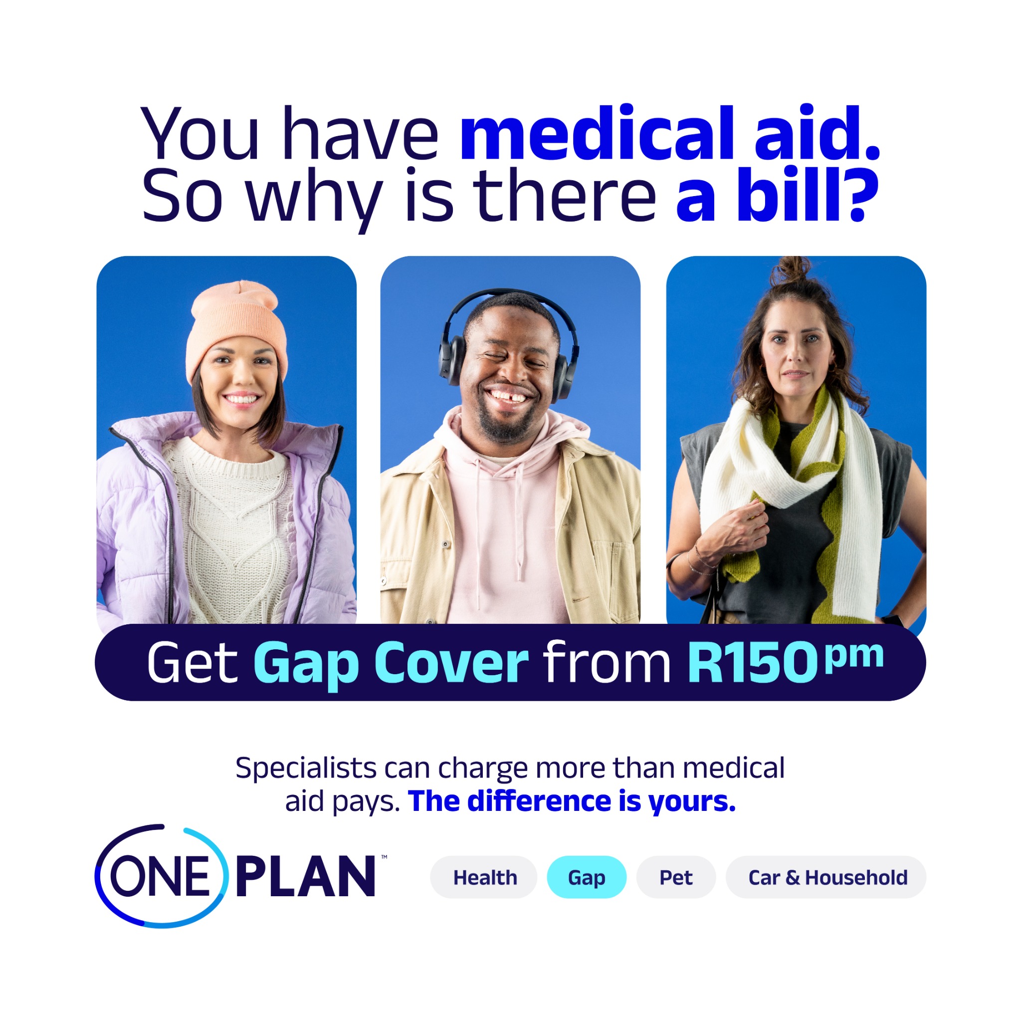 Oneplan Gap Cover Facebook ad: Medical aid has limits