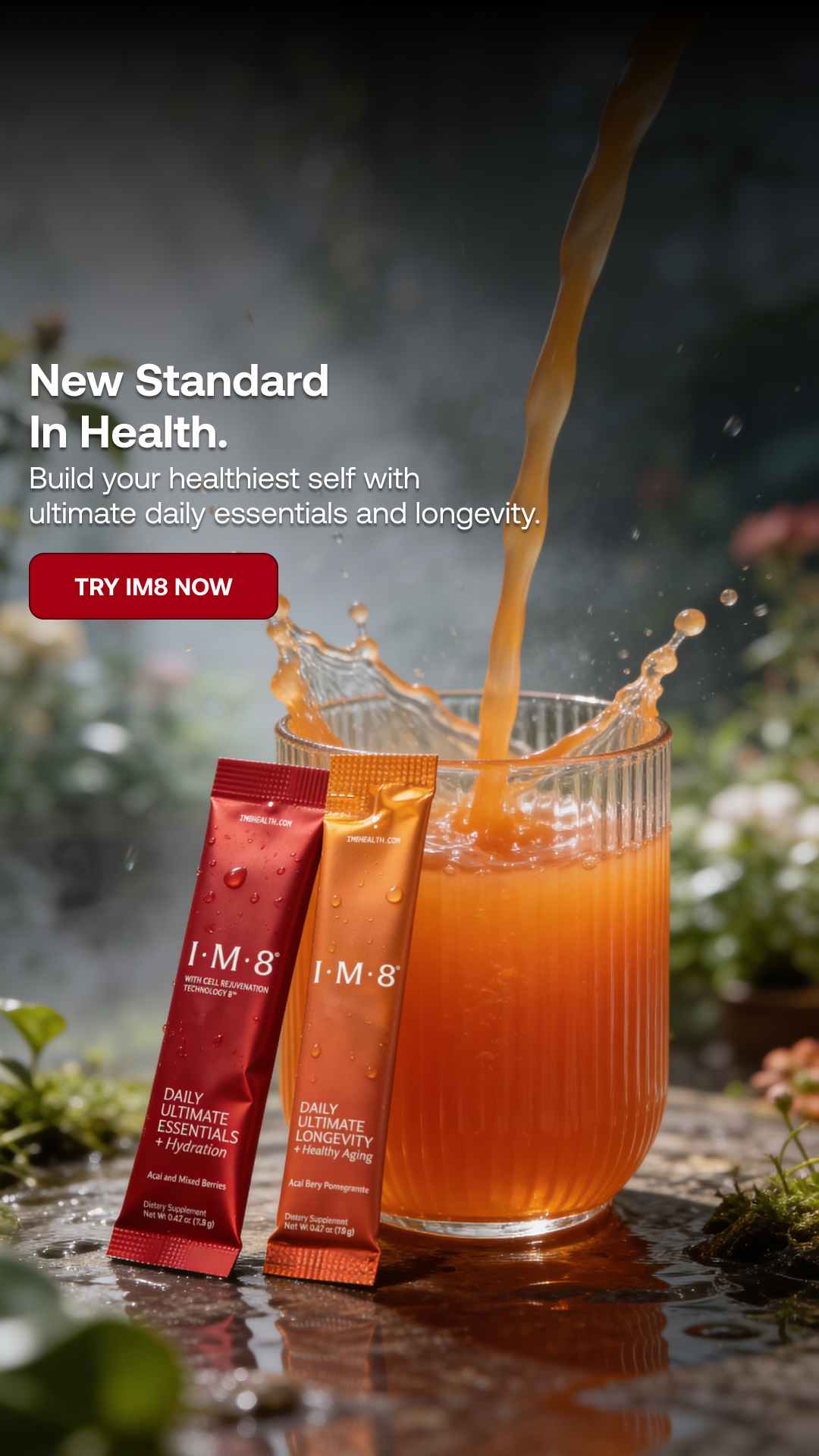 IM8 Facebook ad: Perform Now. Thrive Tomorrow. The Beckham Stack.