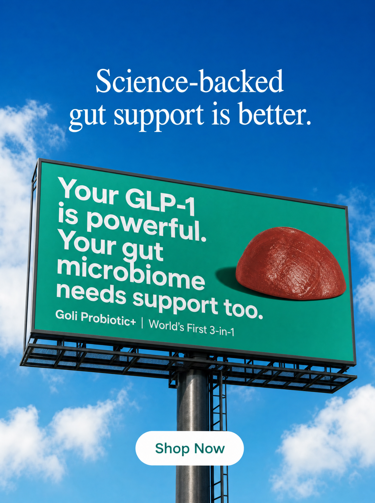 Goli Facebook ad: World's First 3 in 1 Probiotic Gummy