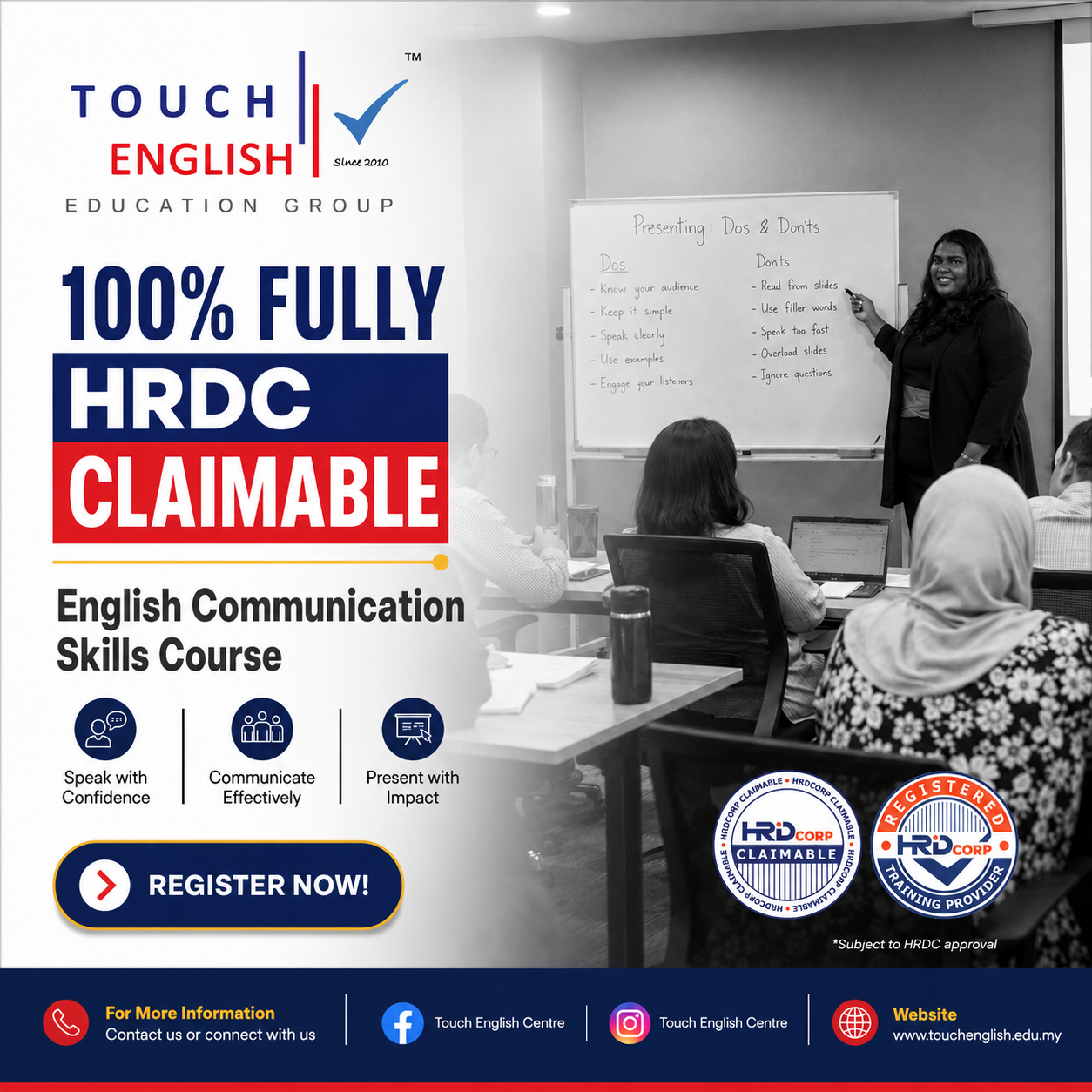 TOUCH English Centre Facebook ad: Build a More Confident English-Speaking Team