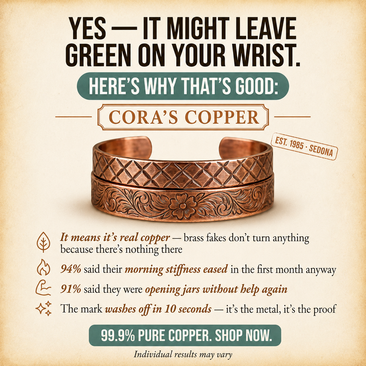 Cora's Copper Jewelry Facebook ad