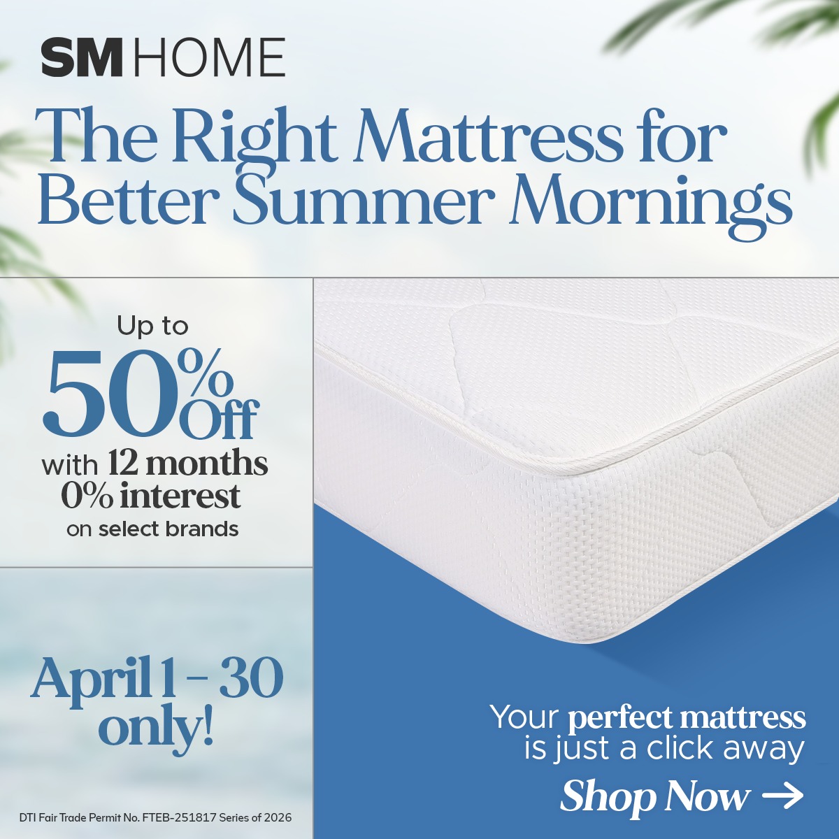 SM Home Facebook ad: Not all mattresses are made for summer nights-find…