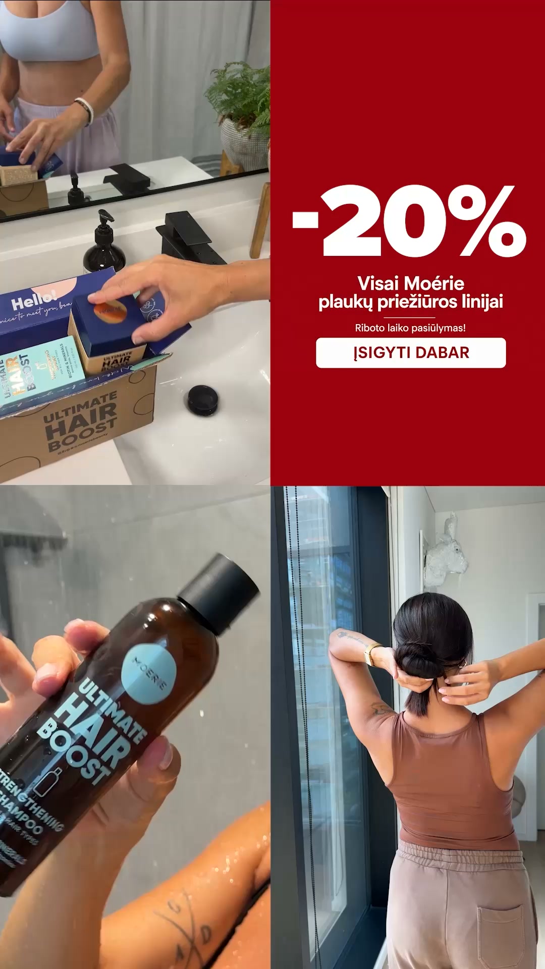 Moérie Beauty Facebook ad: -20% Visiems Produktams