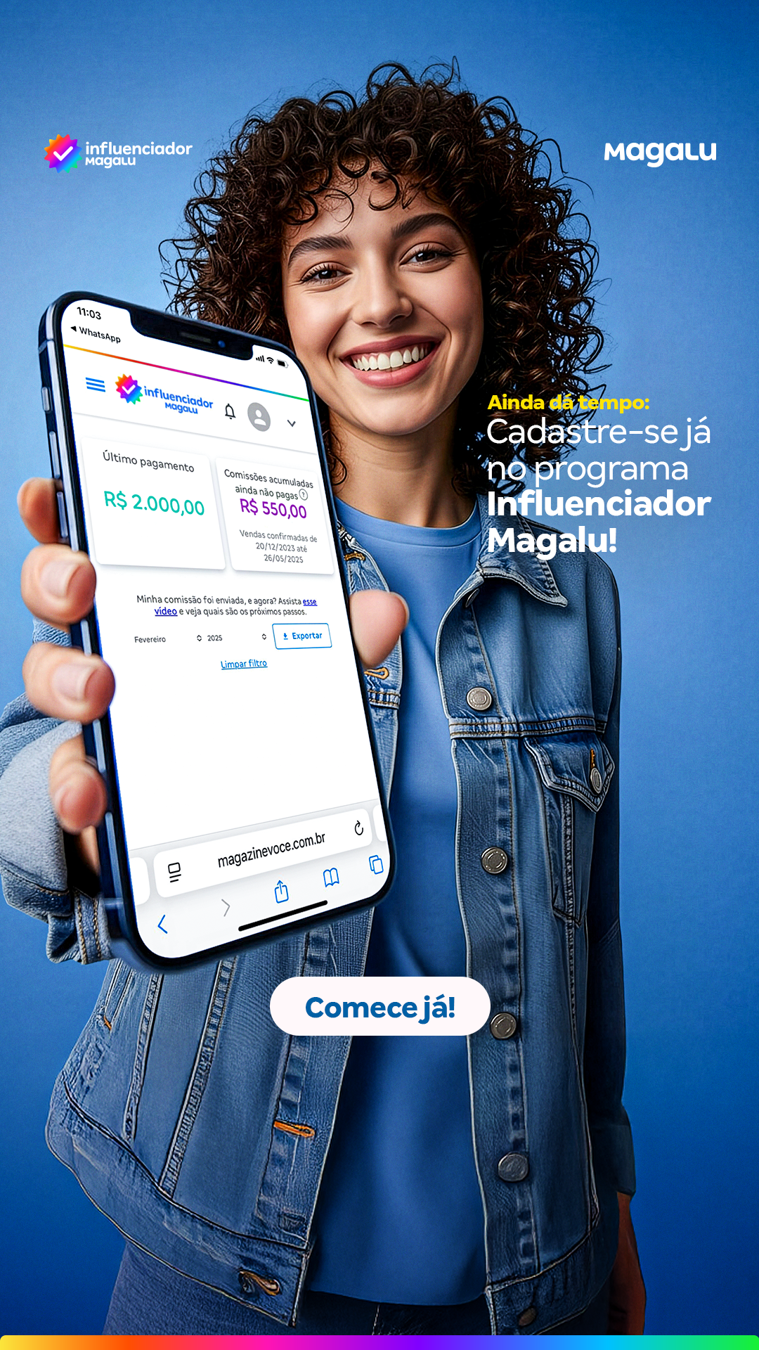 Influenciador Magalu Facebook ad from Nov 14, 2025